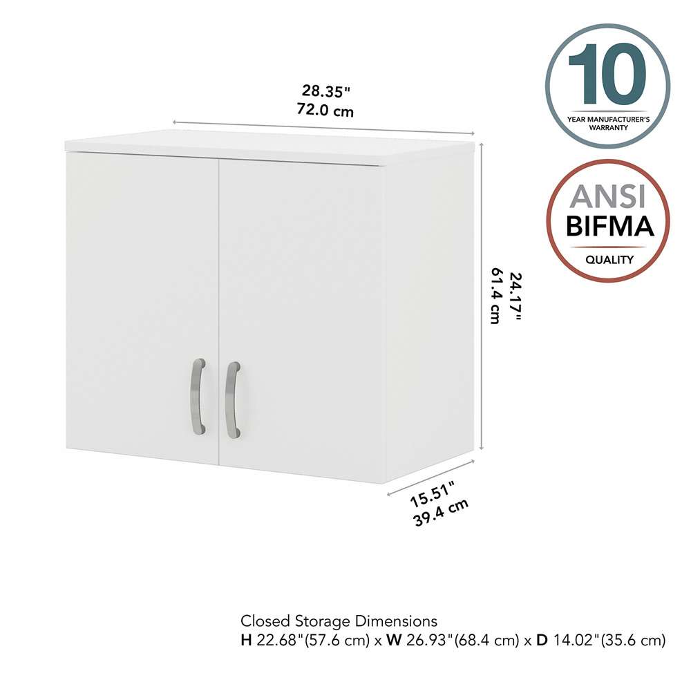 Bush Furniture - Universal Wall Cabinet with Doors and Shelves in White - UNS428WH veiw 6