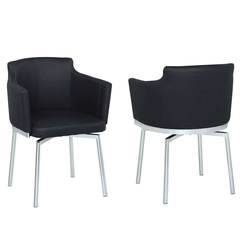 Chintaly - Dusty Club Style Swivel Arm Chair Kd Black (Set of 2) - DUSTY-AC-BLK-KD veiw 2