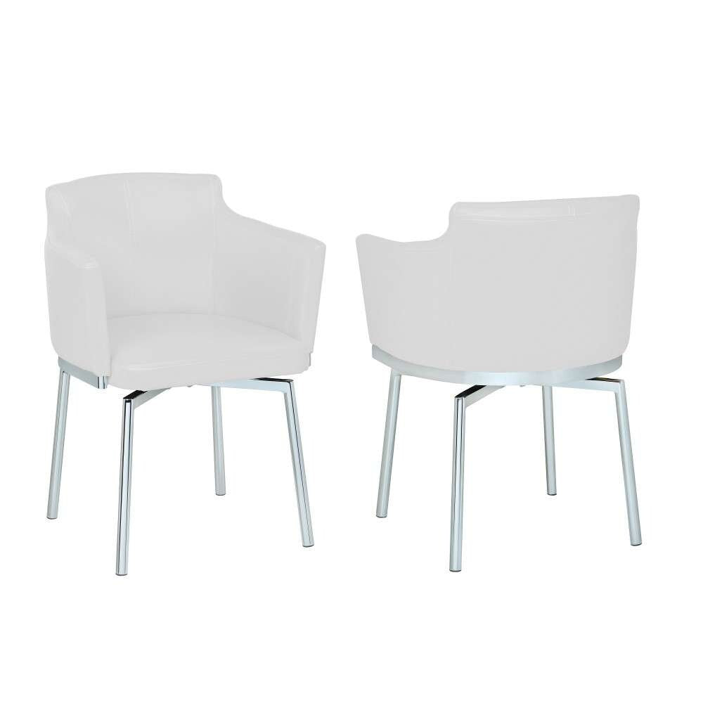 Chintaly - Dusty Club Style Swivel Arm Chair Kd White (Set of 2) - DUSTY-AC-WHT-KD veiw 2