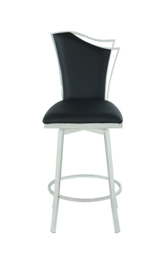 Chintaly - Nadia Swivel Counter Stool With Design Back in Black - NADIA-CS-BLK veiw 1
