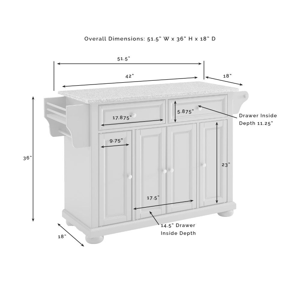 Crosley Furniture - Alexandria Granite Top Kitchen Island/Cart Gray/White - KF30205AGY veiw 6