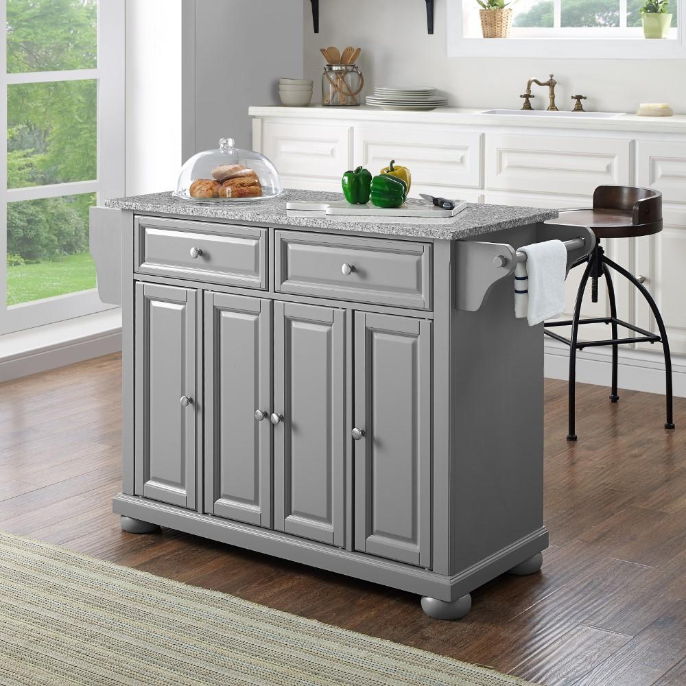 Crosley Furniture - Alexandria Granite Top Kitchen Island/Cart Gray/Black - KF30204AGY veiw 7