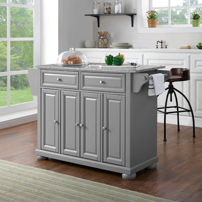 Crosley Furniture - Alexandria Granite Top Kitchen Island/Cart Gray/White - KF30205AGY veiw 8