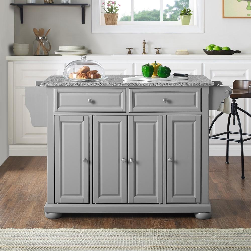 Crosley Furniture - Alexandria Granite Top Kitchen Island/Cart Gray/White - KF30205AGY veiw 9