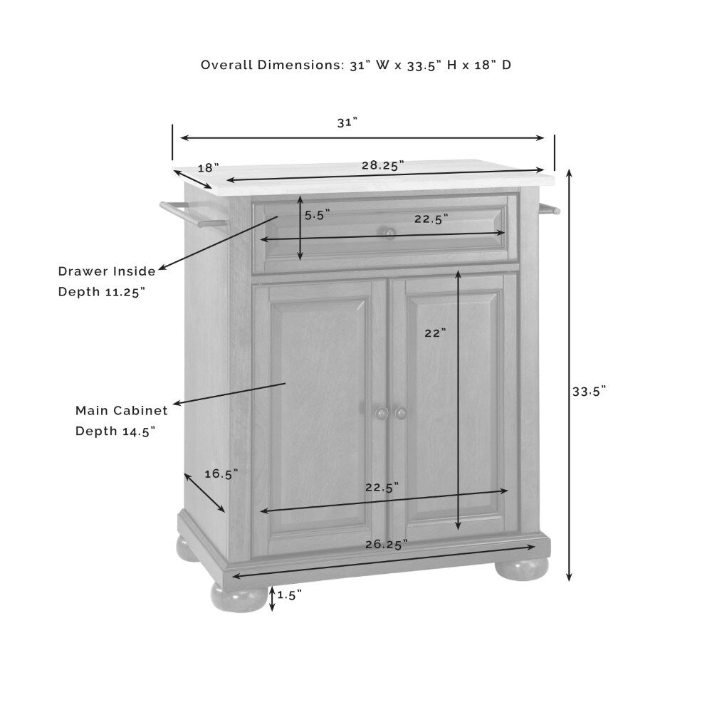 Crosley Furniture - Alexandria Granite Top Portable Kitchen Island/Cart Black/White - KF30020ABK veiw 3