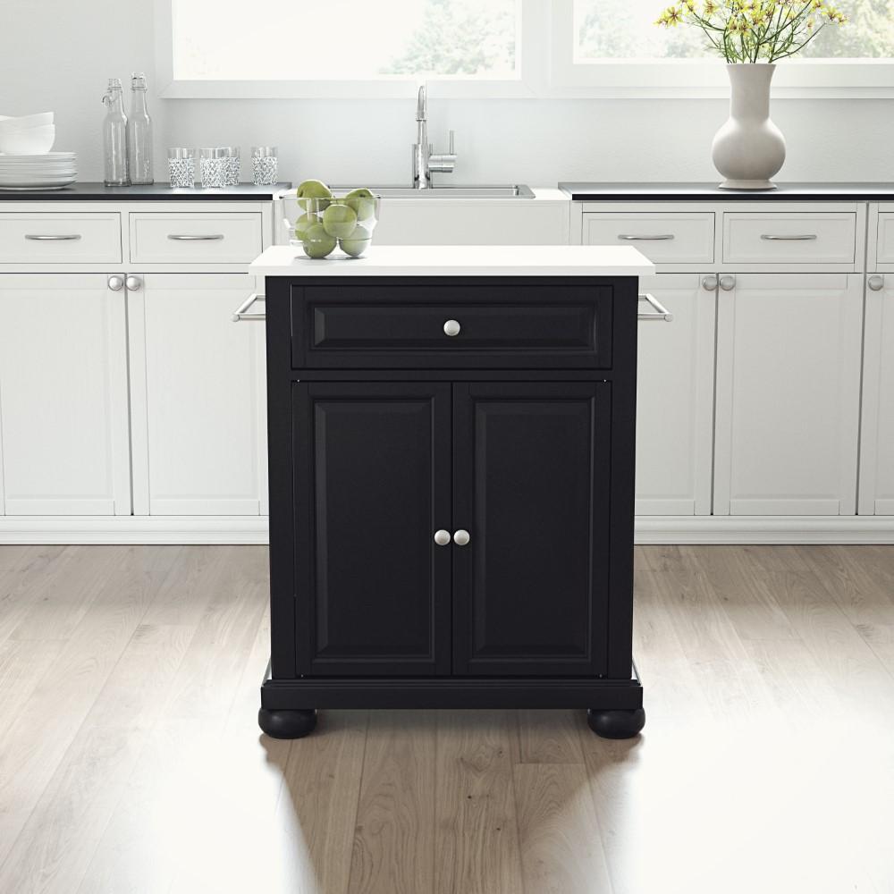 Crosley Furniture - Alexandria Granite Top Portable Kitchen Island/Cart Black/White - KF30020ABK veiw 4