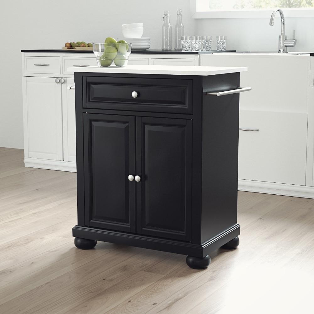 Crosley Furniture - Alexandria Granite Top Portable Kitchen Island/Cart Black/White - KF30020ABK veiw 5