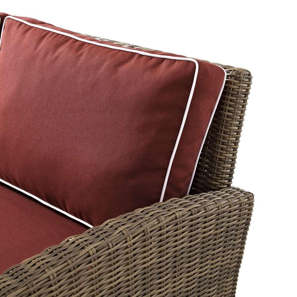 Crosley Furniture - Bradenton 3Pc Outdoor Wicker Sofa Set Sangria/Weathered Brown - Sofa & 2 Ottomans - KO70186WB-SG veiw 6