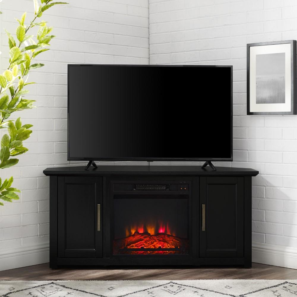 Crosley Furniture - Camden 48in Corner TV Stand With Fireplace Black - KF100648BK veiw 9