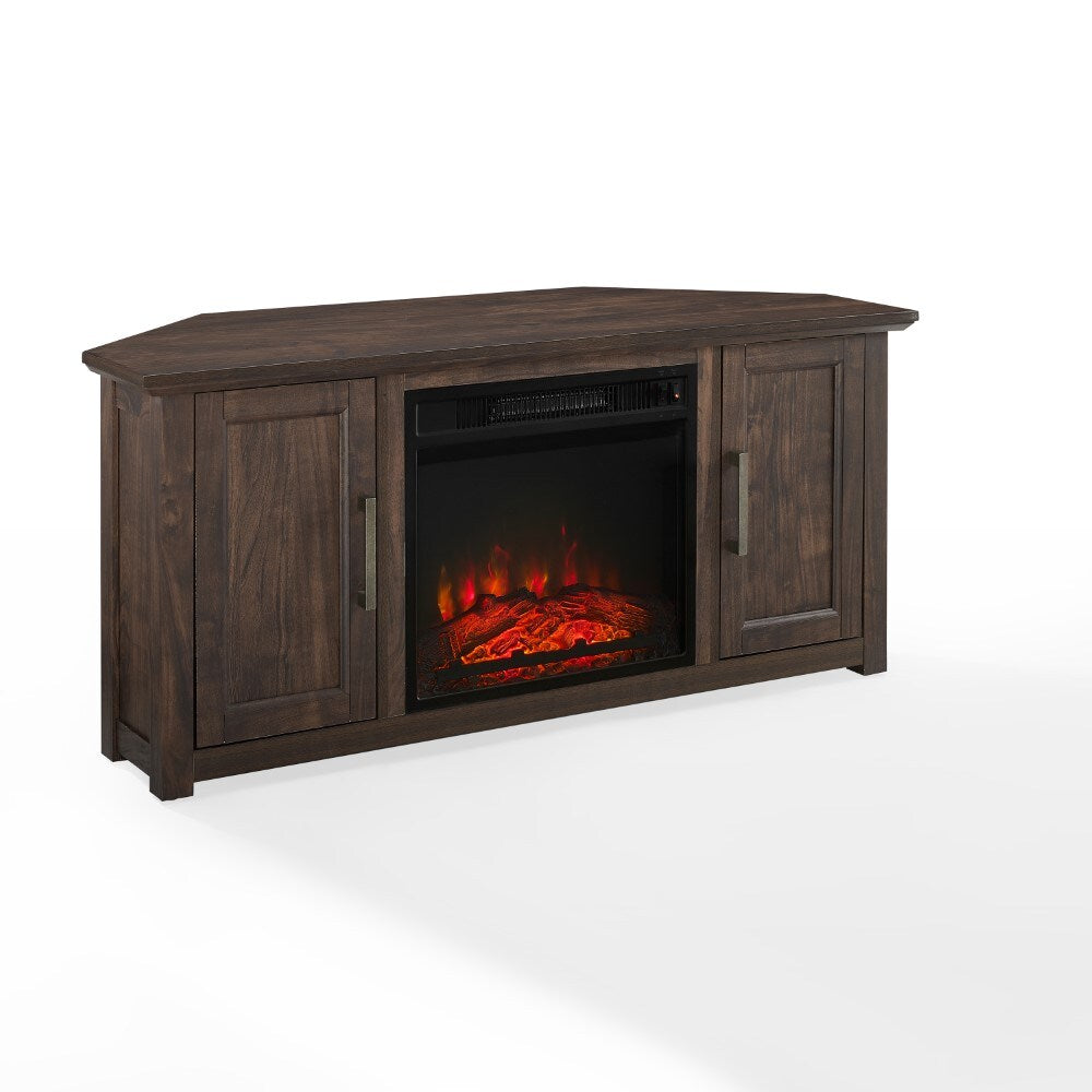 Crosley Furniture - Camden 48in Corner TV Stand With Fireplace Dark Walnut - KF100648DW veiw 1