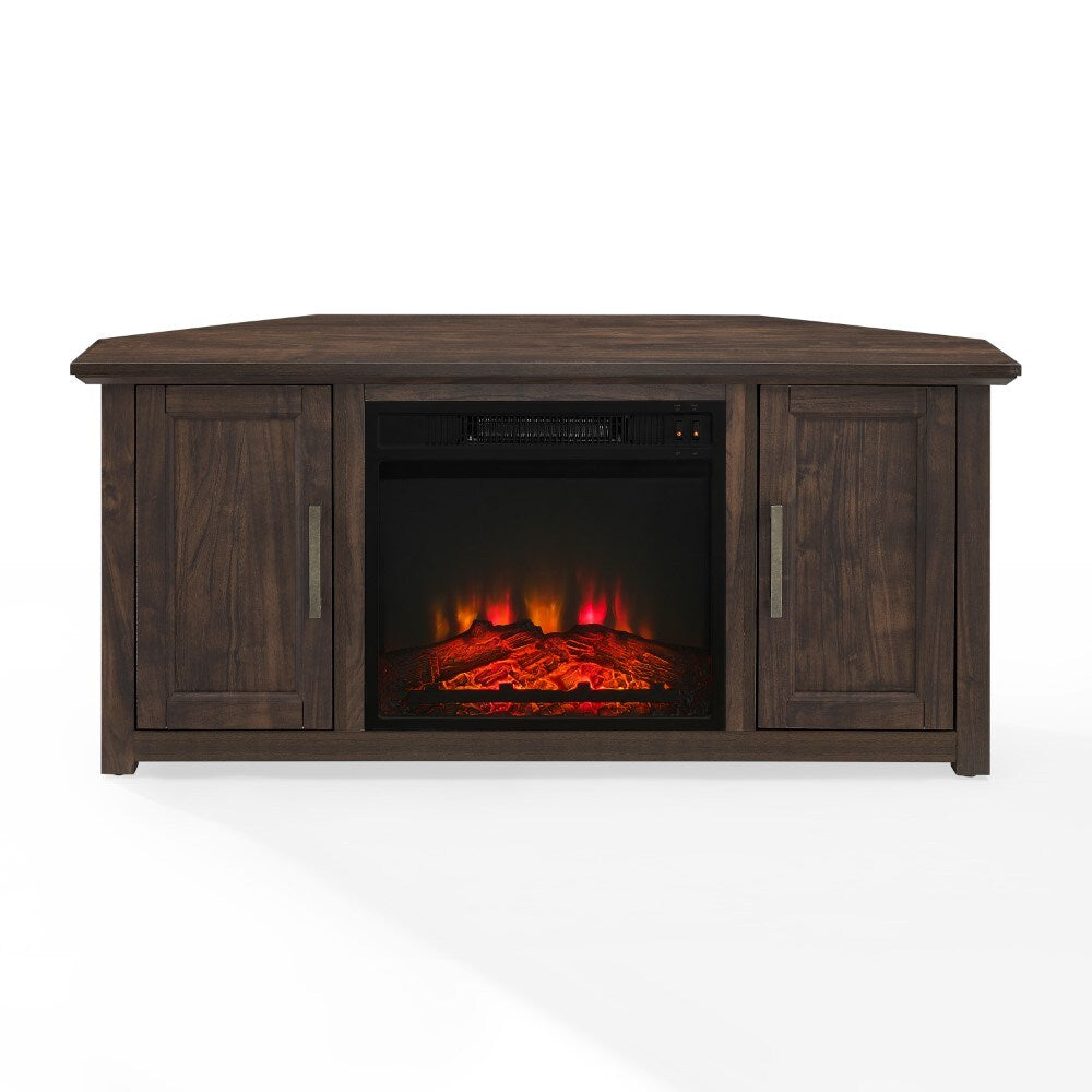 Crosley Furniture - Camden 48in Corner TV Stand With Fireplace Dark Walnut - KF100648DW veiw 2