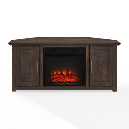 Crosley Furniture - Camden 48in Corner TV Stand With Fireplace Dark Walnut - KF100648DW veiw 2