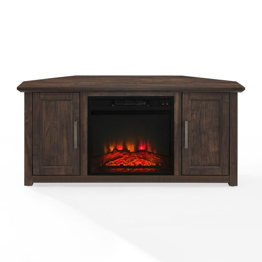 Crosley Furniture - Camden 48in Corner TV Stand With Fireplace Dark Walnut - KF100648DW veiw 2