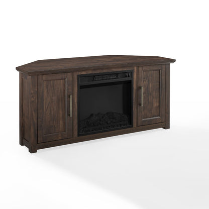 Crosley Furniture - Camden 48in Corner TV Stand With Fireplace Dark Walnut - KF100648DW veiw 3