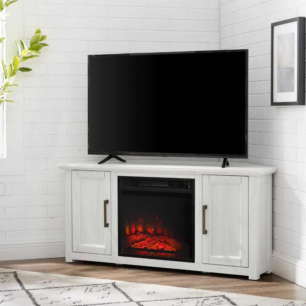 Crosley Furniture - Camden 48in Corner TV Stand With Fireplace Whitewash - KF100648WW veiw 8