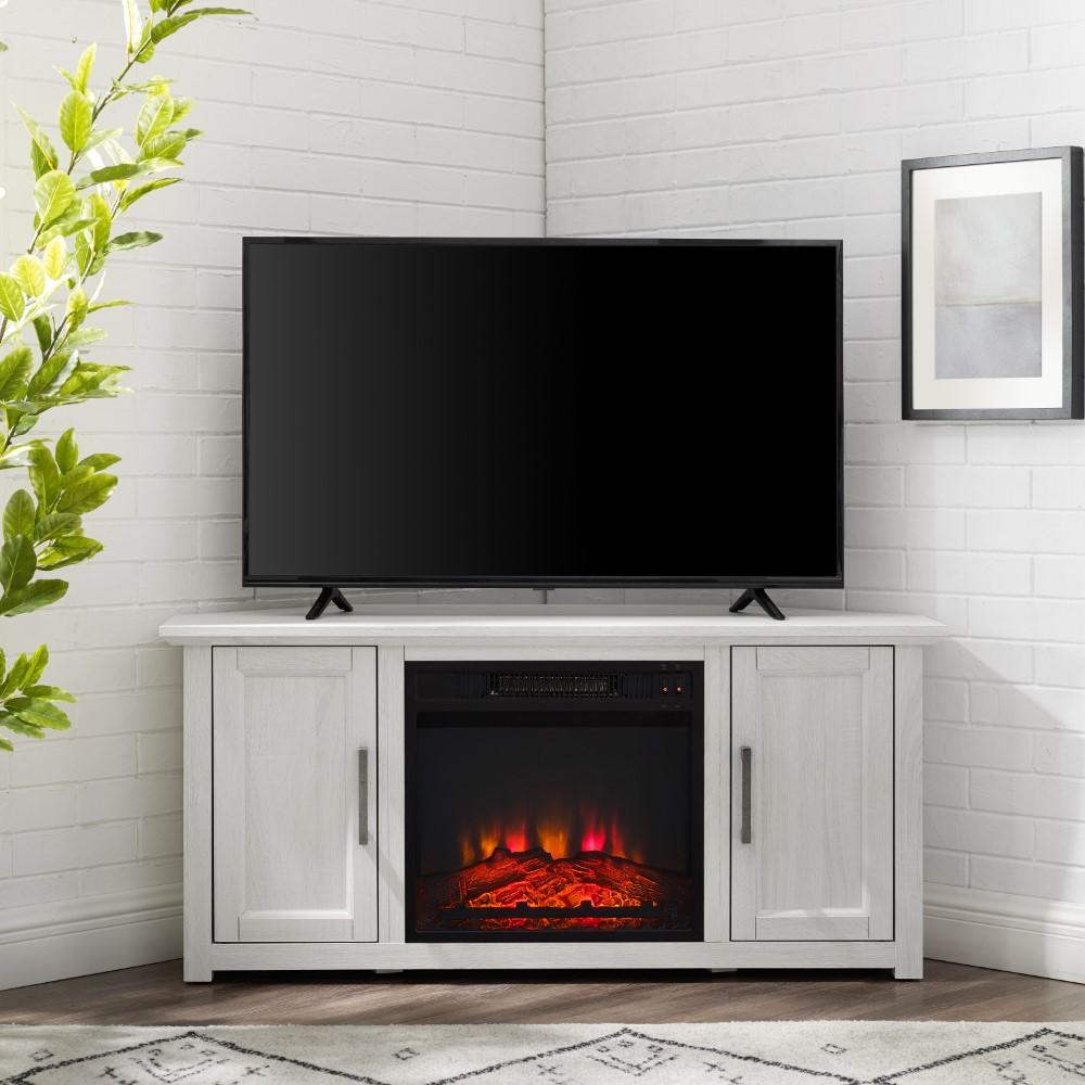Crosley Furniture - Camden 48in Corner TV Stand With Fireplace Whitewash - KF100648WW veiw 9