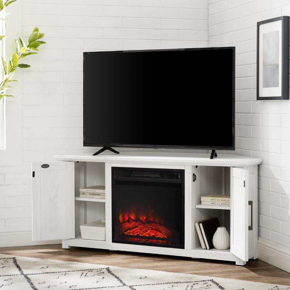 Crosley Furniture - Camden 48in Corner TV Stand With Fireplace Whitewash - KF100648WW veiw 10