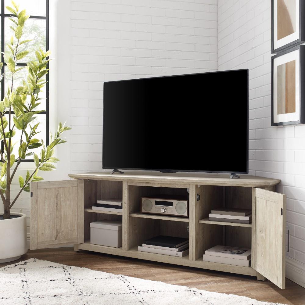 Crosley Furniture - Camden 58in Corner TV Stand Frosted Oak - CF101258-FO veiw 10