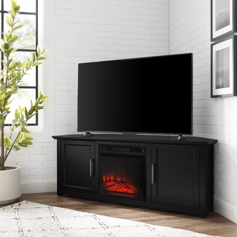 Crosley Furniture - Camden 58in Corner TV Stand With Fireplace Black - KF100658BK veiw 8