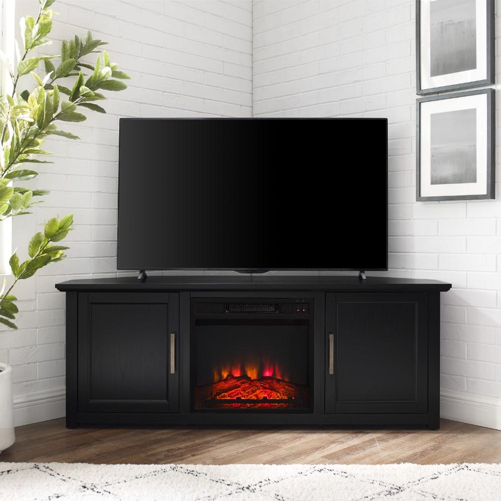 Crosley Furniture - Camden 58in Corner TV Stand With Fireplace Black - KF100658BK veiw 9