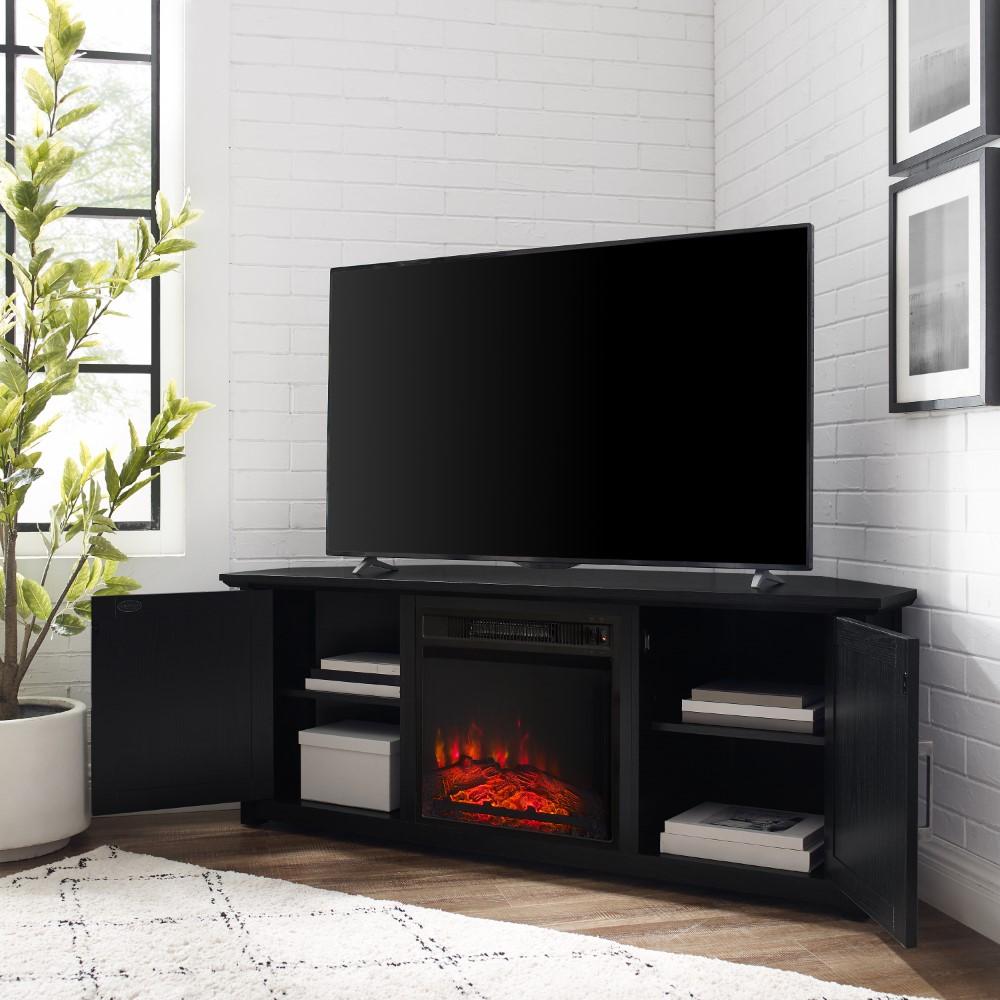 Crosley Furniture - Camden 58in Corner TV Stand With Fireplace Black - KF100658BK veiw 10