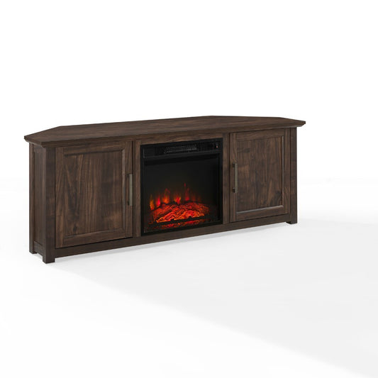 Crosley Furniture - Camden 58in Corner TV Stand With Fireplace Dark Walnut - KF100658DW veiw 1