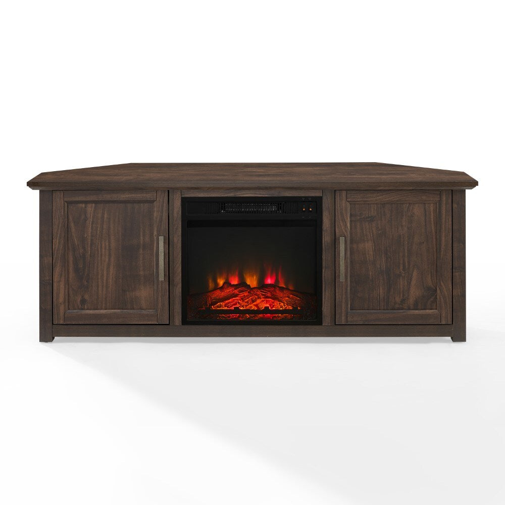 Crosley Furniture - Camden 58in Corner TV Stand With Fireplace Dark Walnut - KF100658DW veiw 2