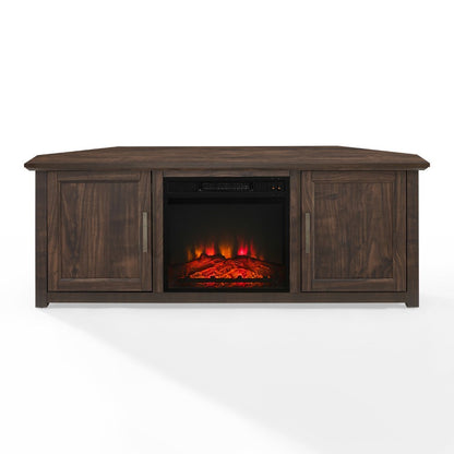 Crosley Furniture - Camden 58in Corner TV Stand With Fireplace Dark Walnut - KF100658DW veiw 2