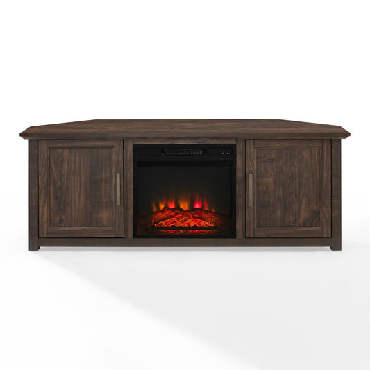 Crosley Furniture - Camden 58in Corner TV Stand With Fireplace Dark Walnut - KF100658DW veiw 2