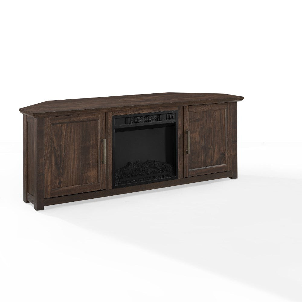 Crosley Furniture - Camden 58in Corner TV Stand With Fireplace Dark Walnut - KF100658DW veiw 3