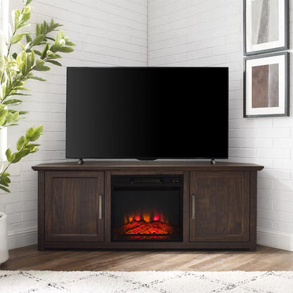 Crosley Furniture - Camden 58in Corner TV Stand With Fireplace Dark Walnut - KF100658DW veiw 9