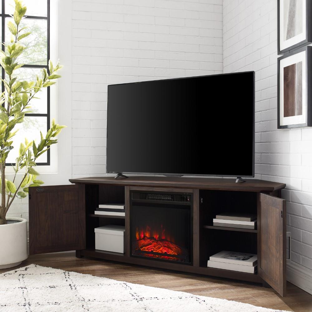 Crosley Furniture - Camden 58in Corner TV Stand With Fireplace Dark Walnut - KF100658DW veiw 10