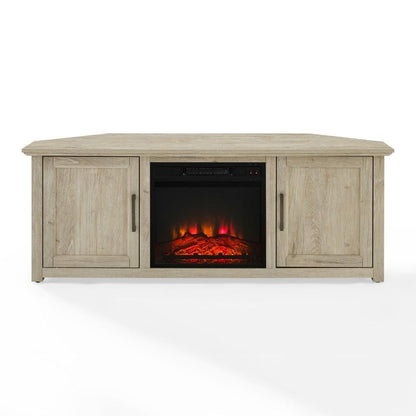 Crosley Furniture - Camden 58in Corner TV Stand With Fireplace Frosted Oak - KF100658FO veiw 2