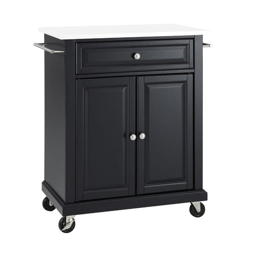 Crosley Furniture - Compact Granite Top Kitchen Cart Black/White - KF30020EBK veiw 2