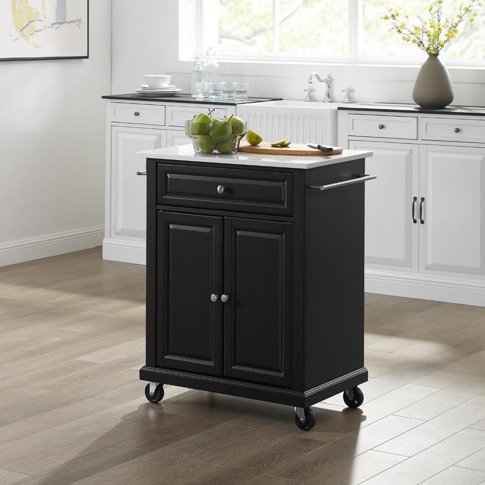 Crosley Furniture - Compact Granite Top Kitchen Cart Black/White - KF30020EBK veiw 4