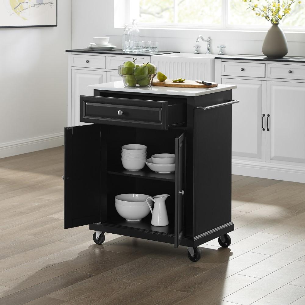 Crosley Furniture - Compact Granite Top Kitchen Cart Black/White - KF30020EBK veiw 5