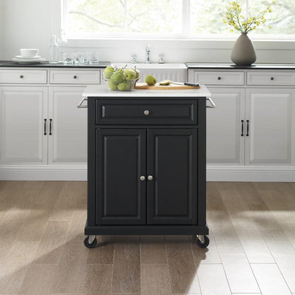Crosley Furniture - Compact Granite Top Kitchen Cart Black/White - KF30020EBK veiw 6