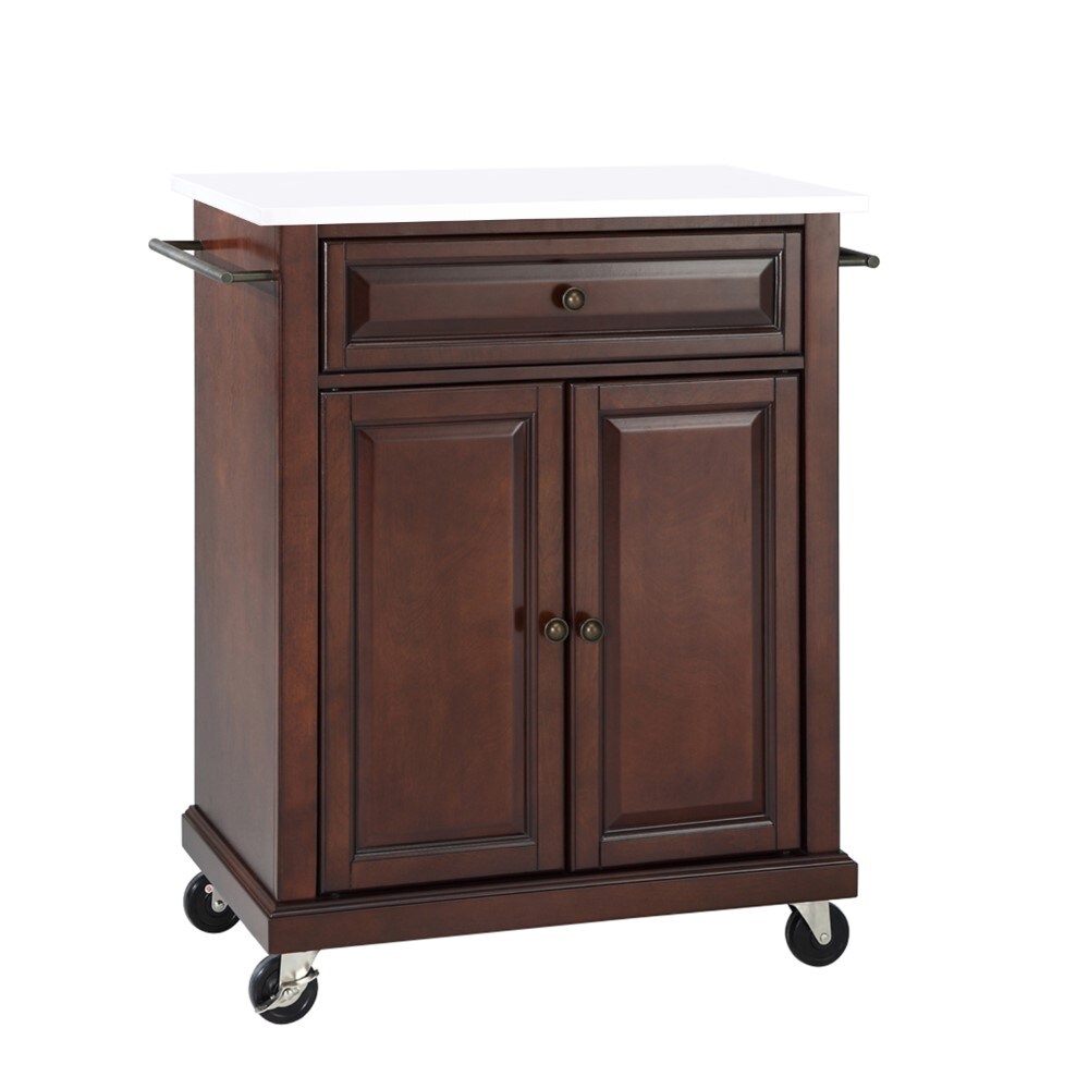 Crosley Furniture - Compact Granite Top Kitchen Cart Mahogany/White - KF30020EMA veiw 2