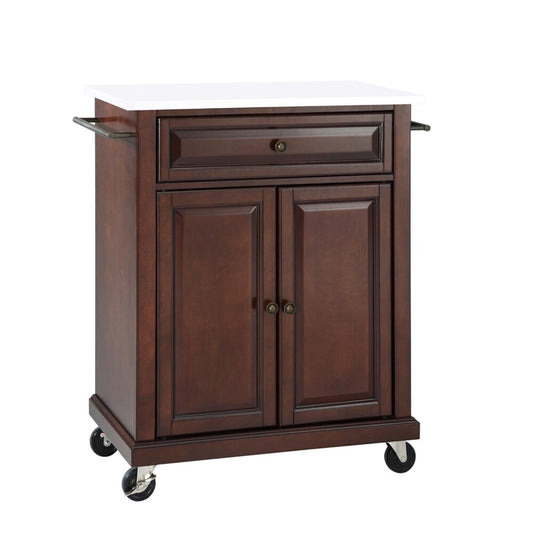 Crosley Furniture - Compact Granite Top Kitchen Cart Mahogany/White - KF30020EMA veiw 2