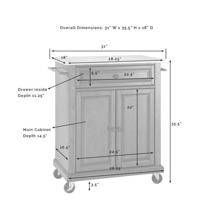 Crosley Furniture - Compact Granite Top Kitchen Cart Mahogany/White - KF30020EMA veiw 3