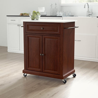 Crosley Furniture - Compact Granite Top Kitchen Cart Mahogany/White - KF30020EMA veiw 5