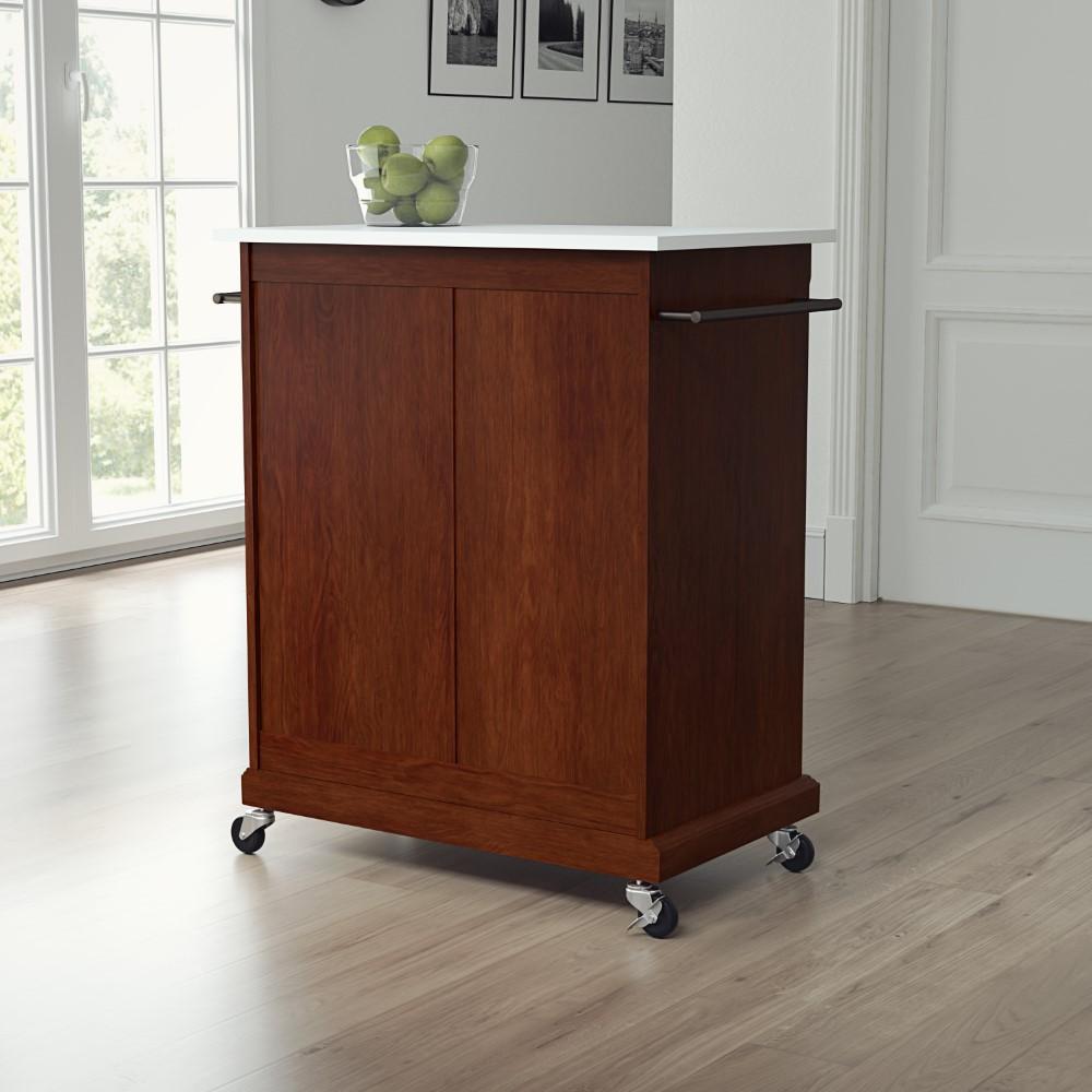 Crosley Furniture - Compact Granite Top Kitchen Cart Mahogany/White - KF30020EMA veiw 6