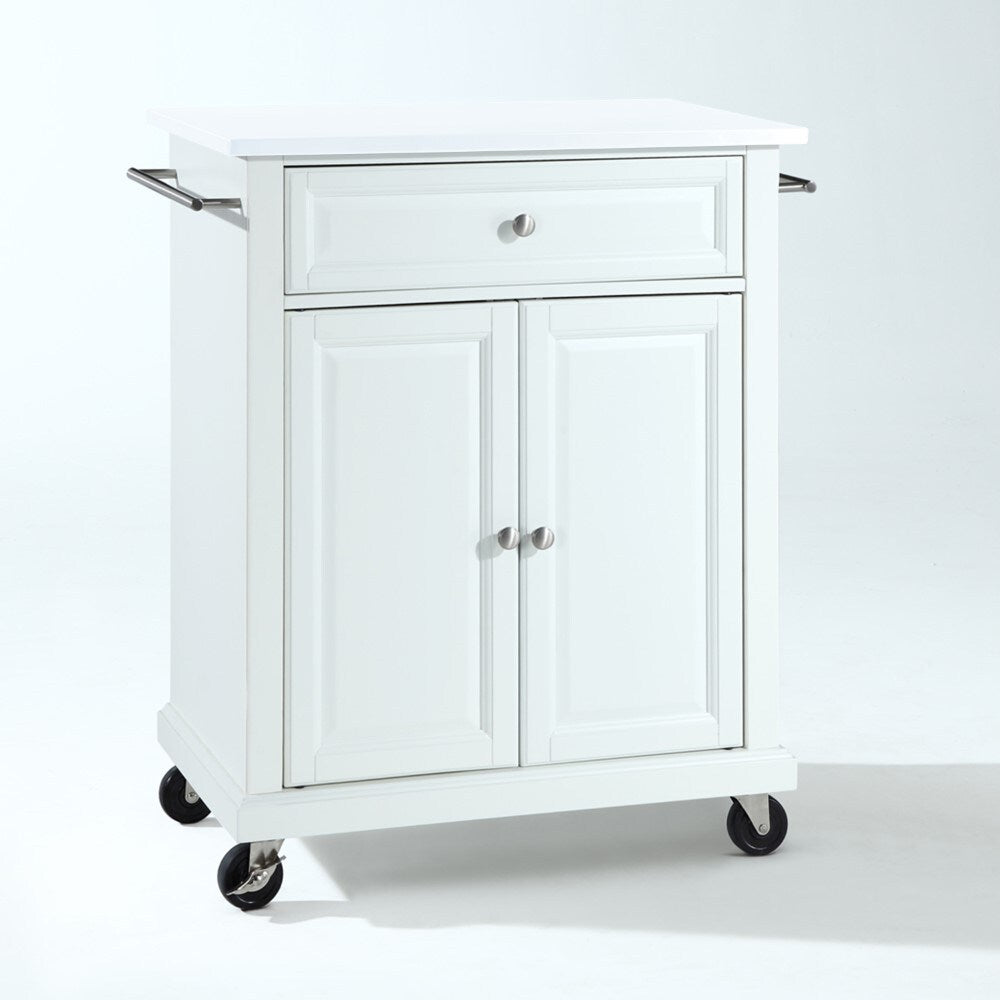 Crosley Furniture - Compact Granite Top Kitchen Cart White/White - KF30020EWH veiw 1
