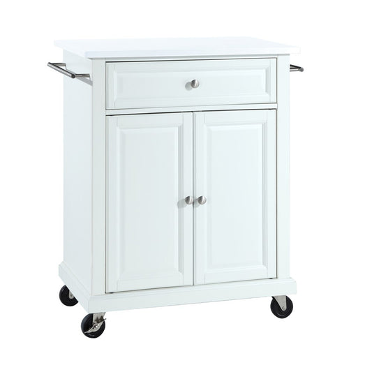 Crosley Furniture - Compact Granite Top Kitchen Cart White/White - KF30020EWH veiw 2