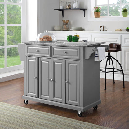 Crosley Furniture - Full Size Granite Top Kitchen Cart Gray/White - KF30005EGY veiw 8