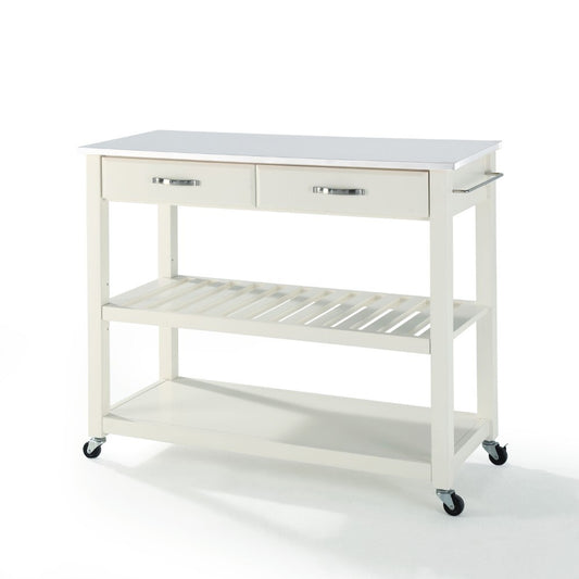 Crosley Furniture - Granite Top Kitchen Prep Cart White/White - KF30056WH veiw 1
