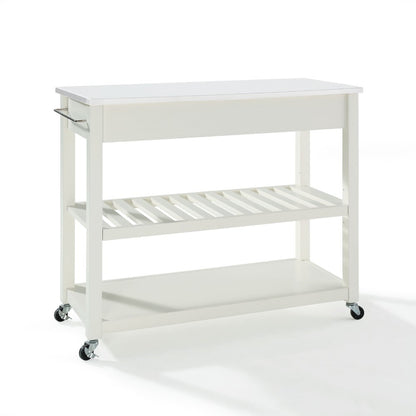 Crosley Furniture - Granite Top Kitchen Prep Cart White/White - KF30056WH veiw 2