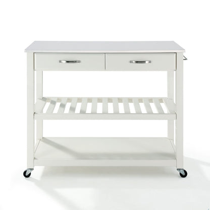 Crosley Furniture - Granite Top Kitchen Prep Cart White/White - KF30056WH veiw 3
