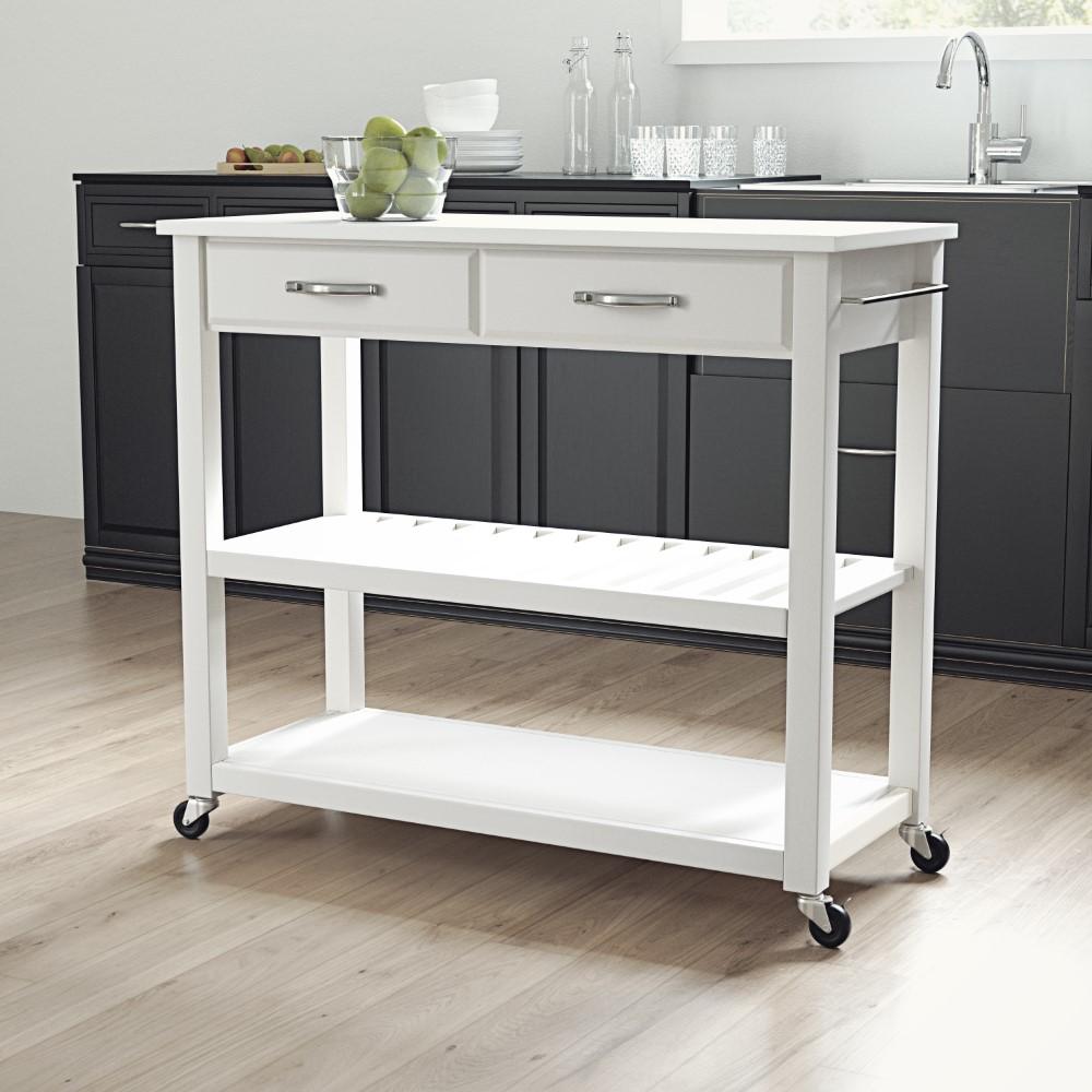 Crosley Furniture - Granite Top Kitchen Prep Cart White/White - KF30056WH veiw 4