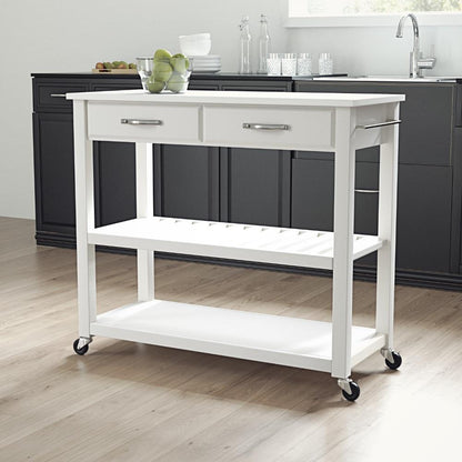 Crosley Furniture - Granite Top Kitchen Prep Cart White/White - KF30056WH veiw 4